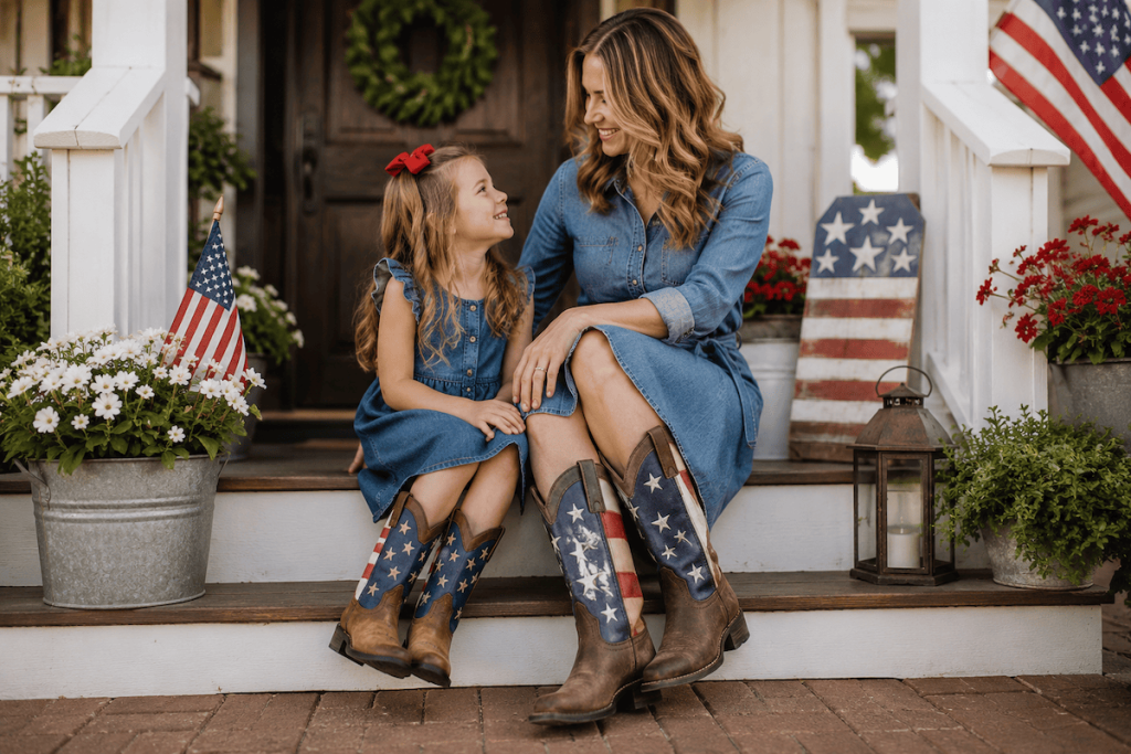 Mother Daughter in Americana Stars and Stripes Boots
