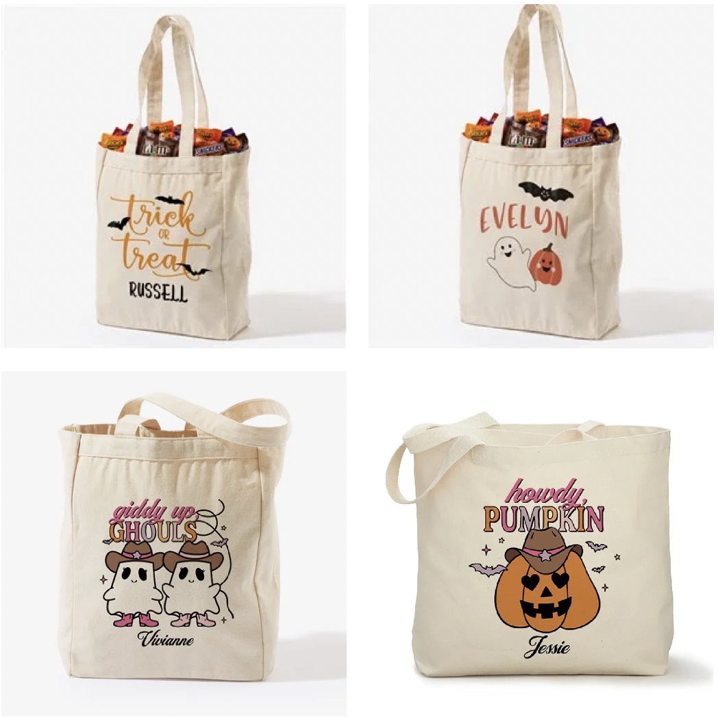 Personalized Halloween Canvas Tote Bags