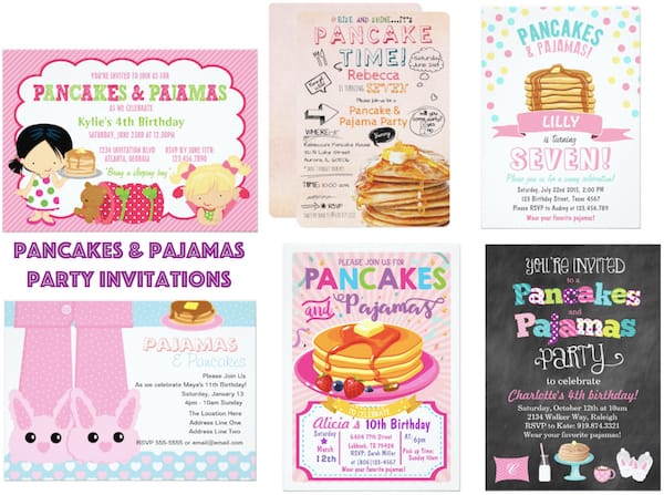 Pancakes and Pajamas Party Invitations Pancakes and Pajamas Party Invitations