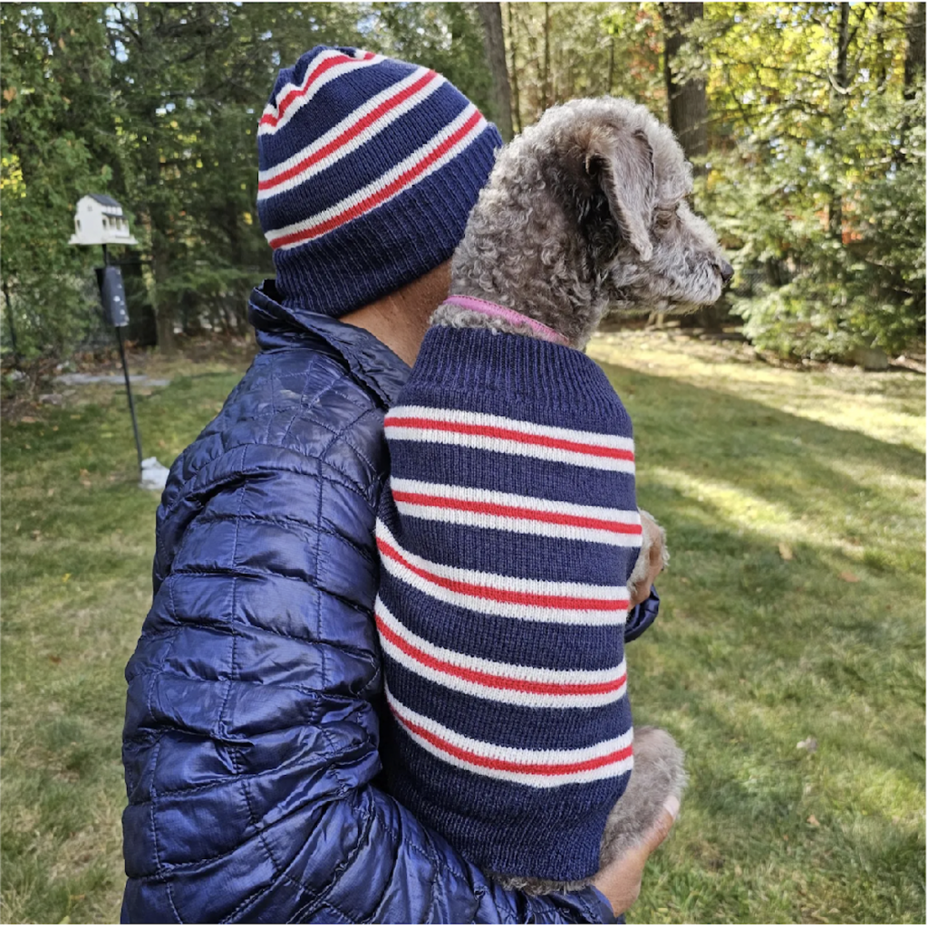 Dog Sweater with Matching Owner Hat Set