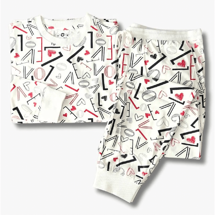Family Matching Cotton Pajamas Love Graffiti Print
