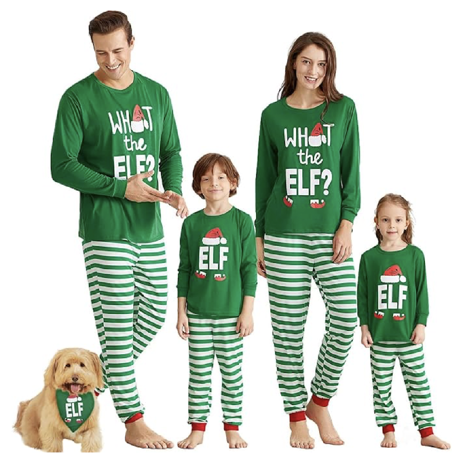 What the Elf Family Holliday PJs Family Matching What the Elf Christmas Pajamas