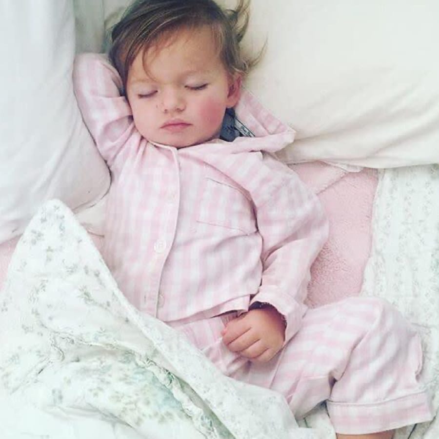 Mommy and Me Matching Pink Gingham Valentines Day Pajamas