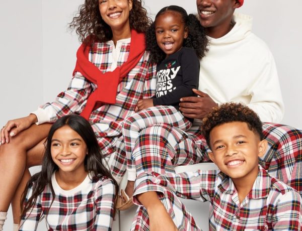 Family Matching White Tartan Flannel Winter Pajamas