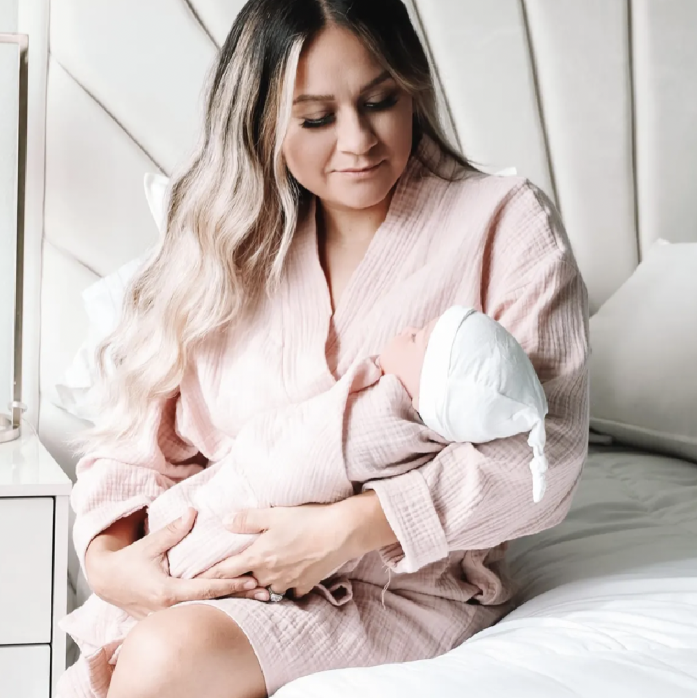 Blush Maternity robe and swaddle