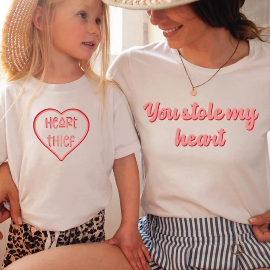 Mommy and Me Matching Your Stole My Heart T-Shirts