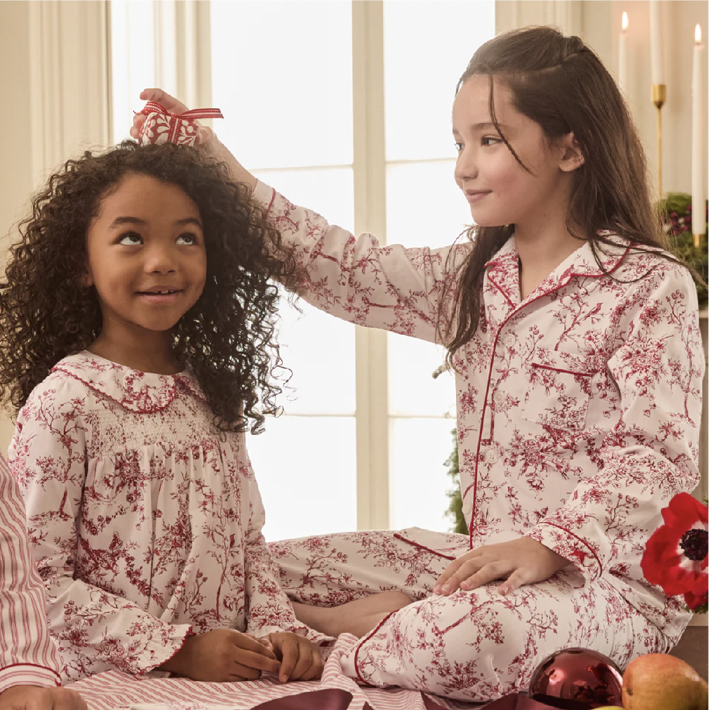 Mommy and Me Red Timeless Toile Pajamas