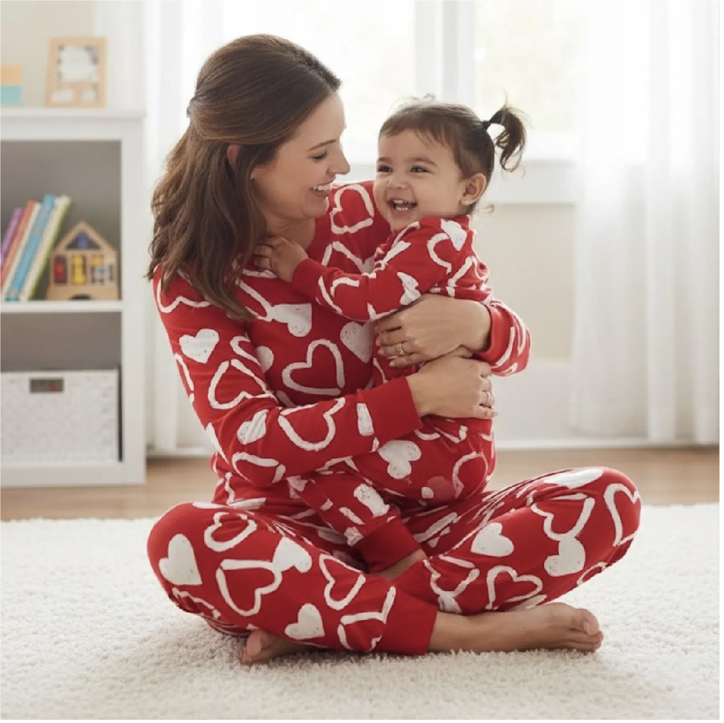Mommy and Me Red Valentine's Day Hearts Pajamas
