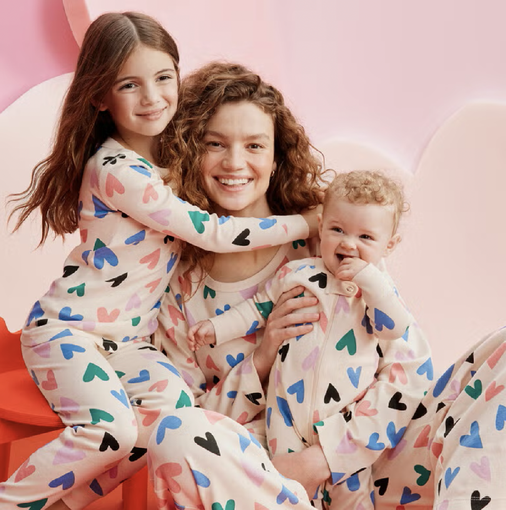 Valentine's Fluttering Hearts Mommy & Me Pajamas