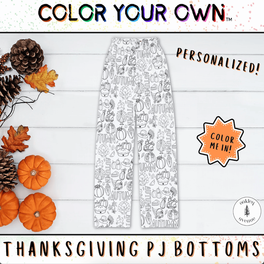 Family Matching Custom Thanksgiving Coloring Pajamas