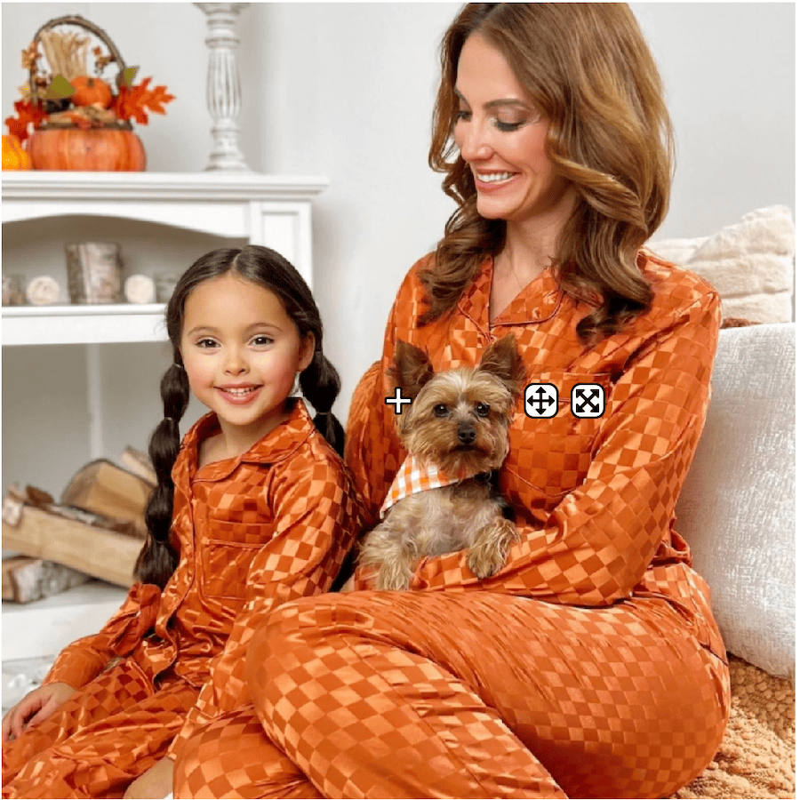 Mommy and Me Pumpkin Spice Checkered Silk Pajamas
