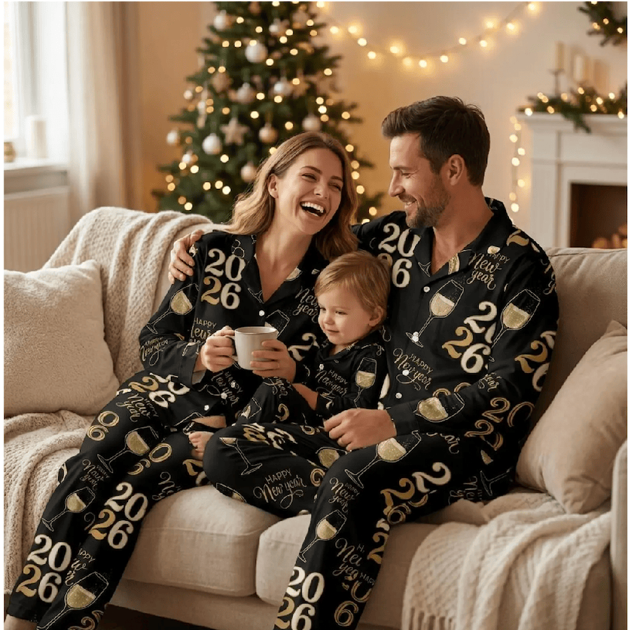 Family Matching Happy New Year 2026 Pajamas