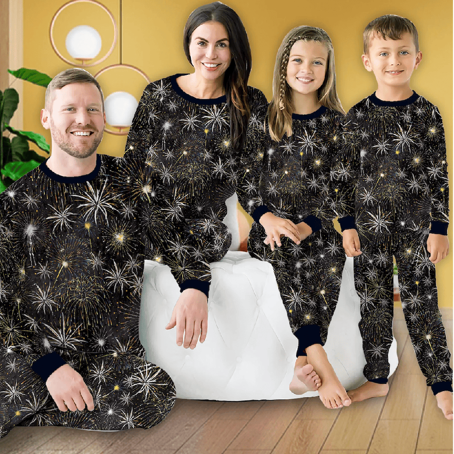 Family Matching Happy New Year Fireworks Pajamas