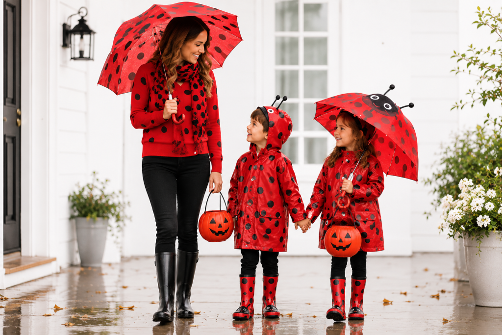 Family Matching Ladybug Rain Gear Doubles as a Halloween Costume