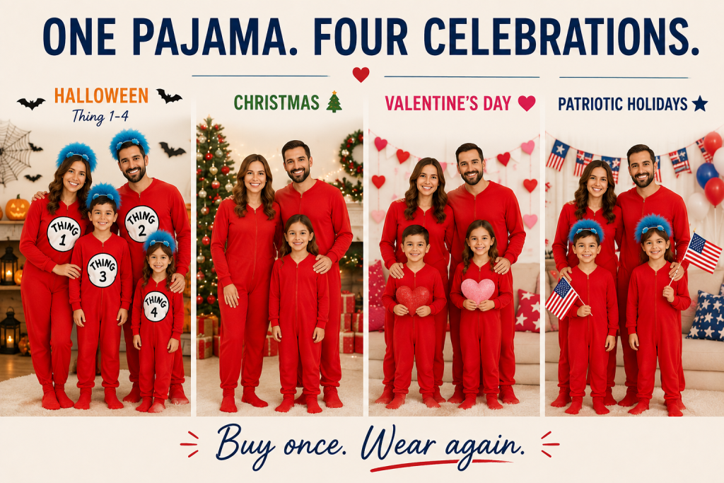 Family Matching Thing 1, Thing 2 Halloween Pajamas