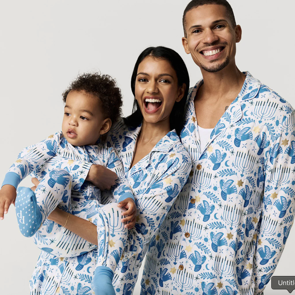 Family Matching Doves and Menorahs Hanukkah Pajamas