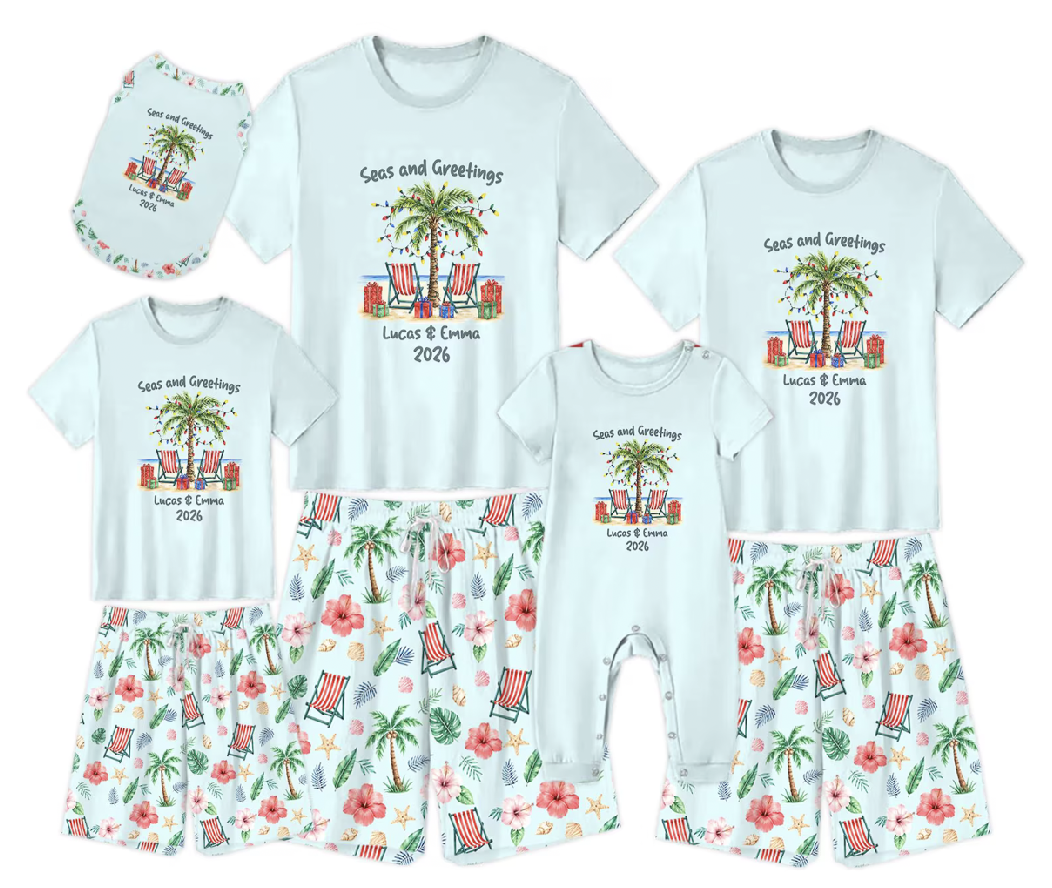 Family Matching Custom Beach Christmas Pajamas