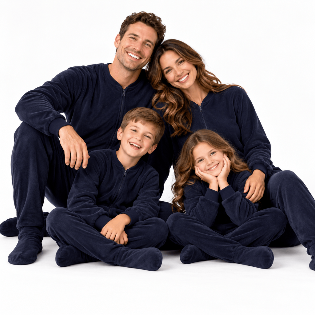 Family Matching Navy Blue Footed Onesies