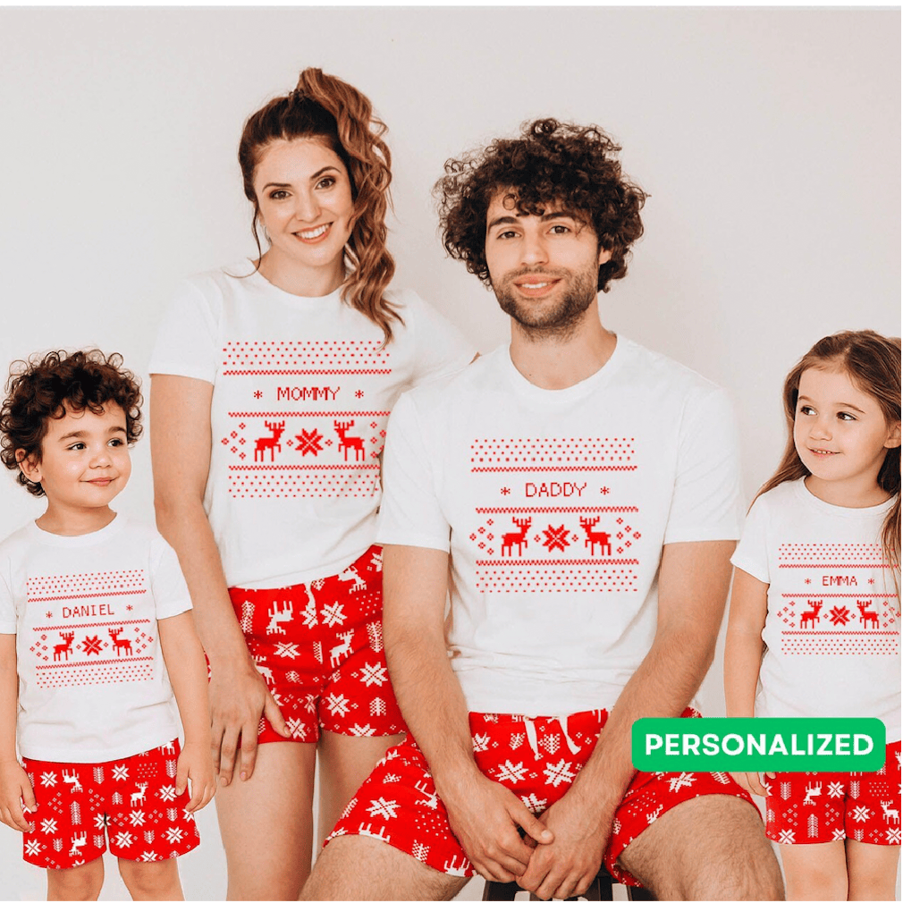 Family Matching Personalized Fair Isle Christmas Pajamas