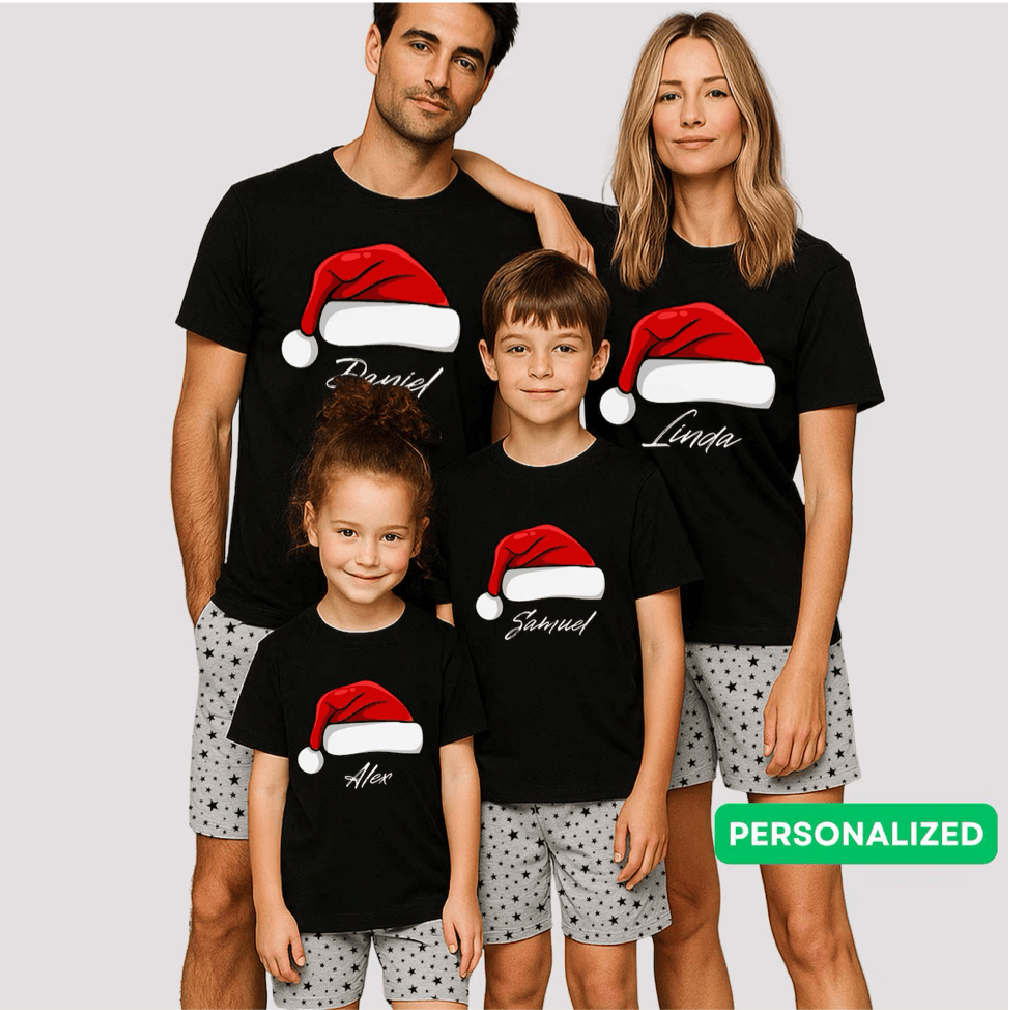 Family Matching Personalized Santa Hat Christmas Pajamas