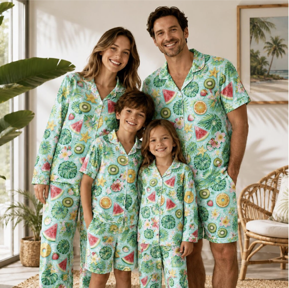 Family Matching Tropical Fruit Christmas Pajamas