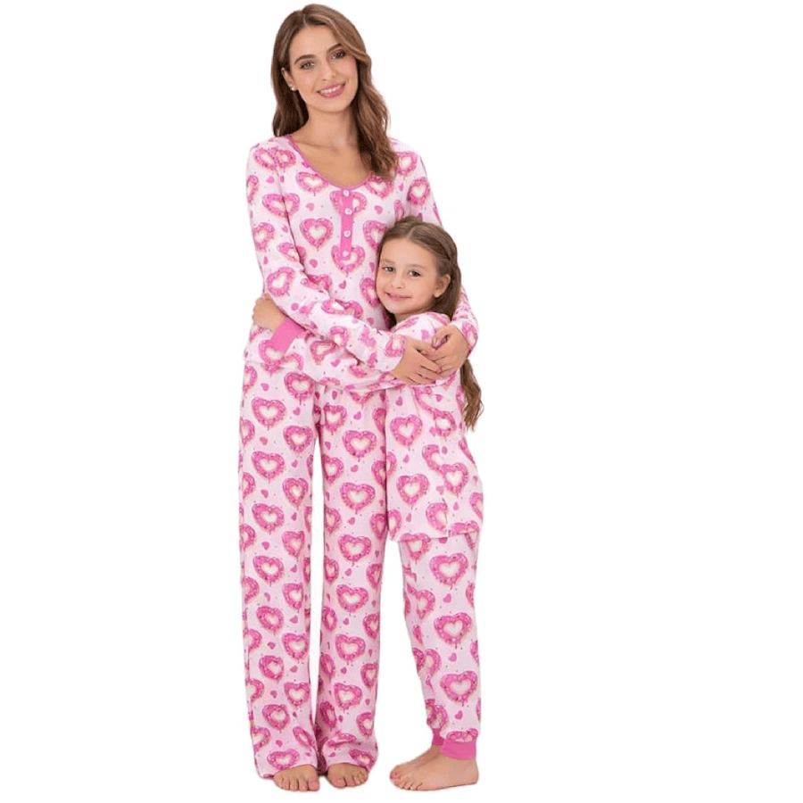 Mom and Me Sweet Heart Print Pajamas Set