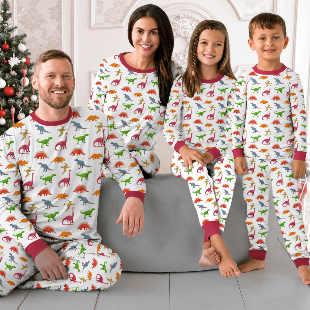 Cute Dino Christmas Family Matching Pajamas