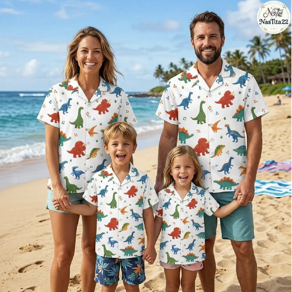 Family Matching Dinosaur Hawaiian Shirts