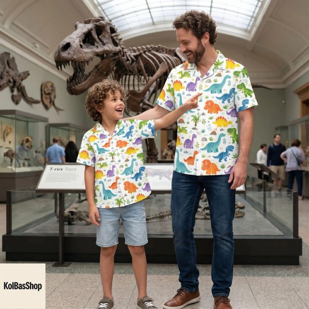 Matching Family Dinosaur Hawaiian Shirts