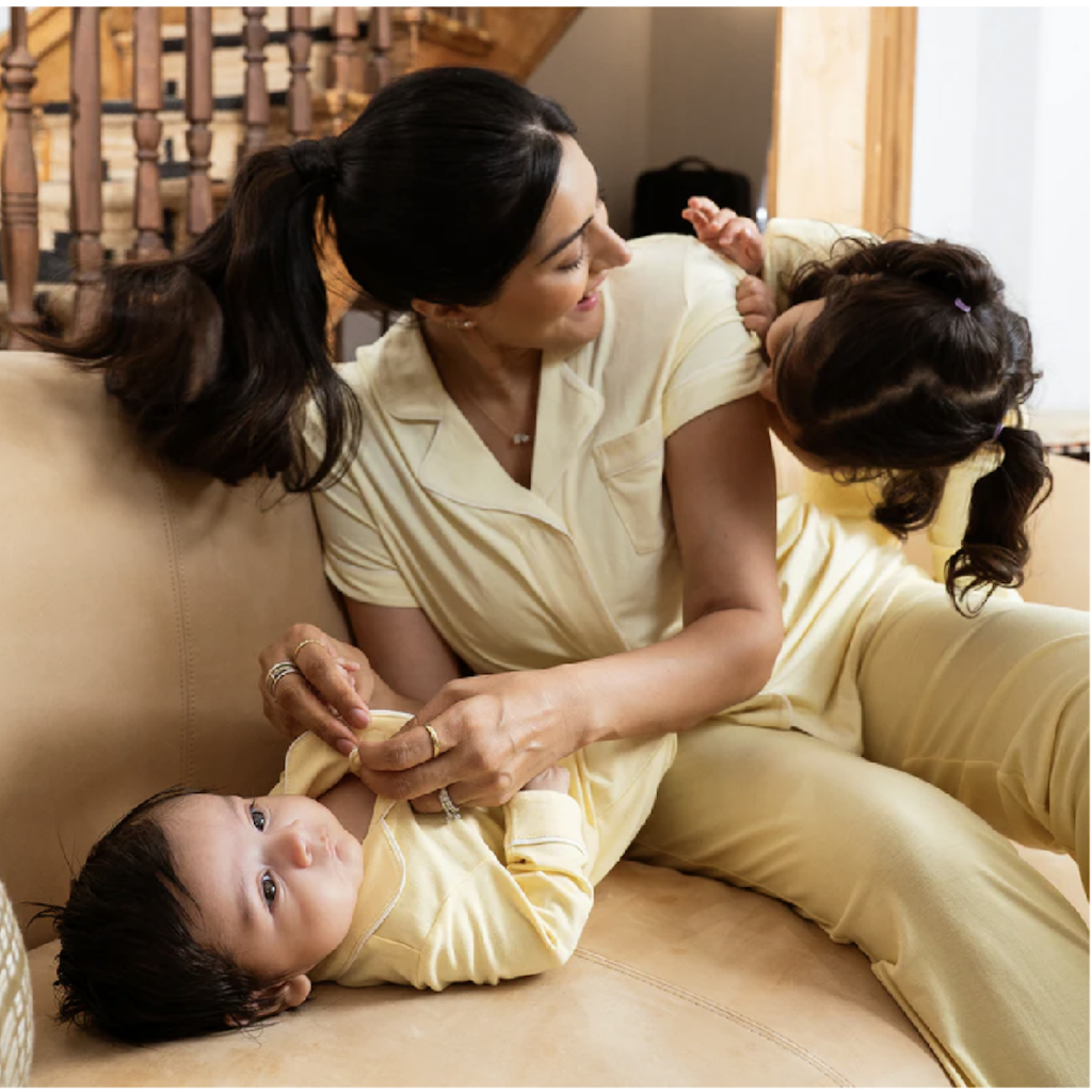 Mom and Newborn Match in Magnetic Me Pajamas