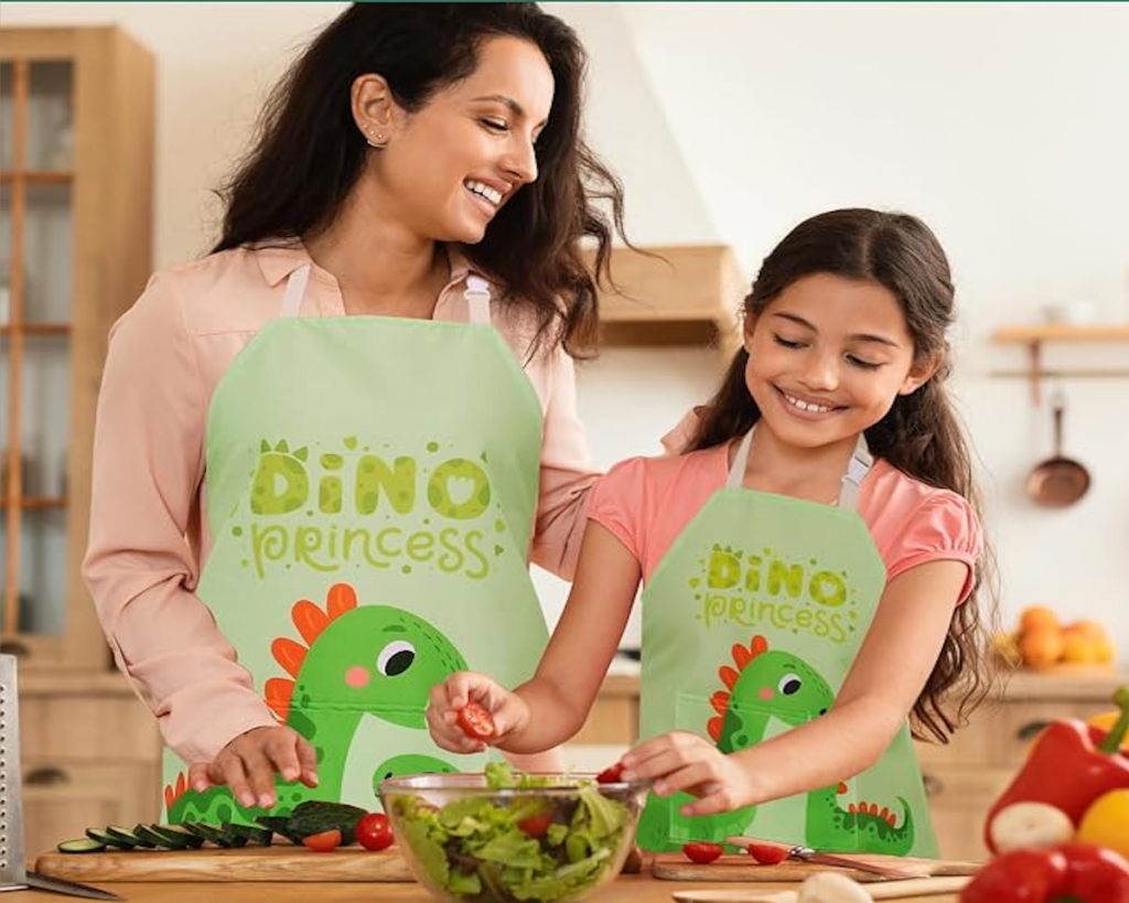 Mommy and Me Matching Dino Princess Aprons