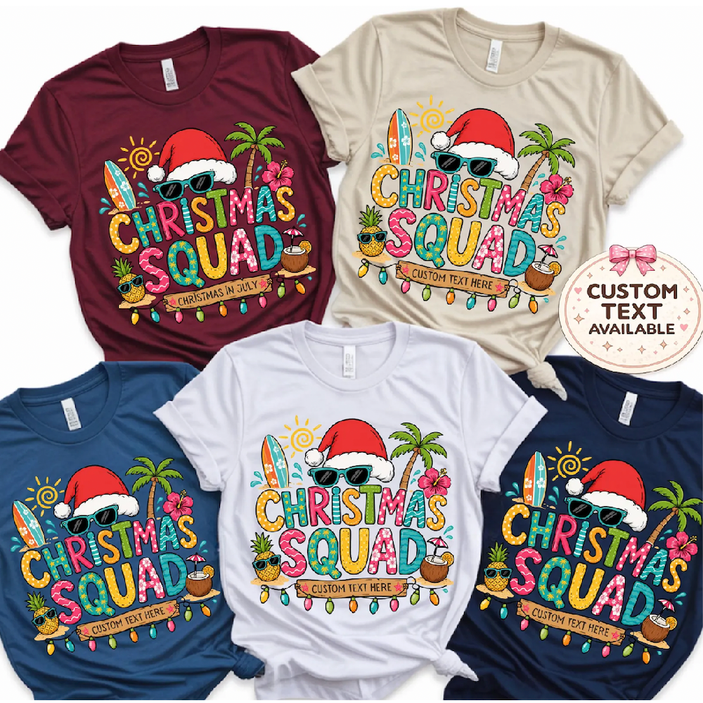 Family Matching Christmas Squad Pajama Shirts