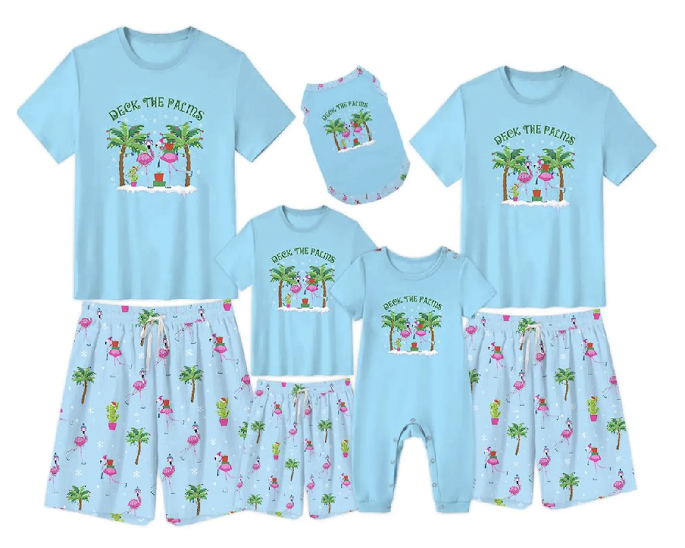 Family Matching Deck the Palms Christmas Pajamas