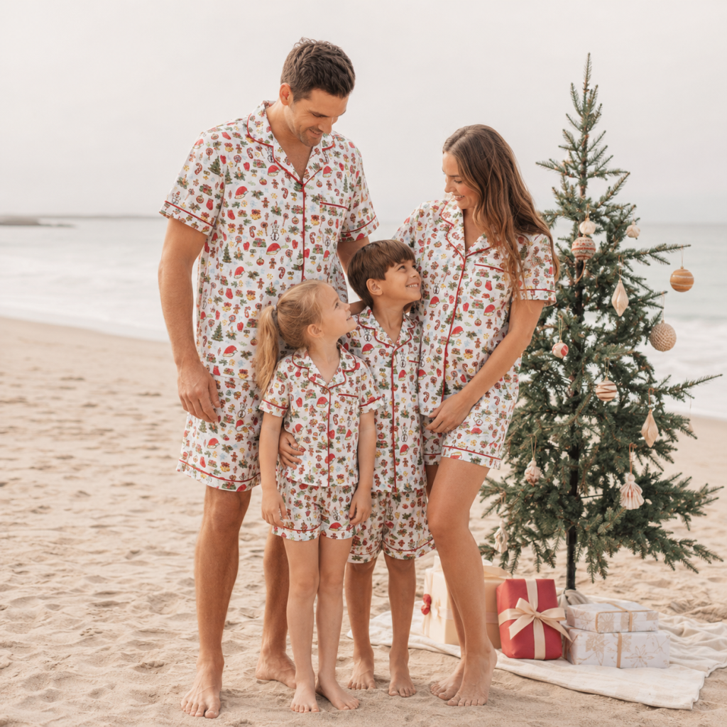 Family Matching Lightweight Holiday Print Christmas Pajamas