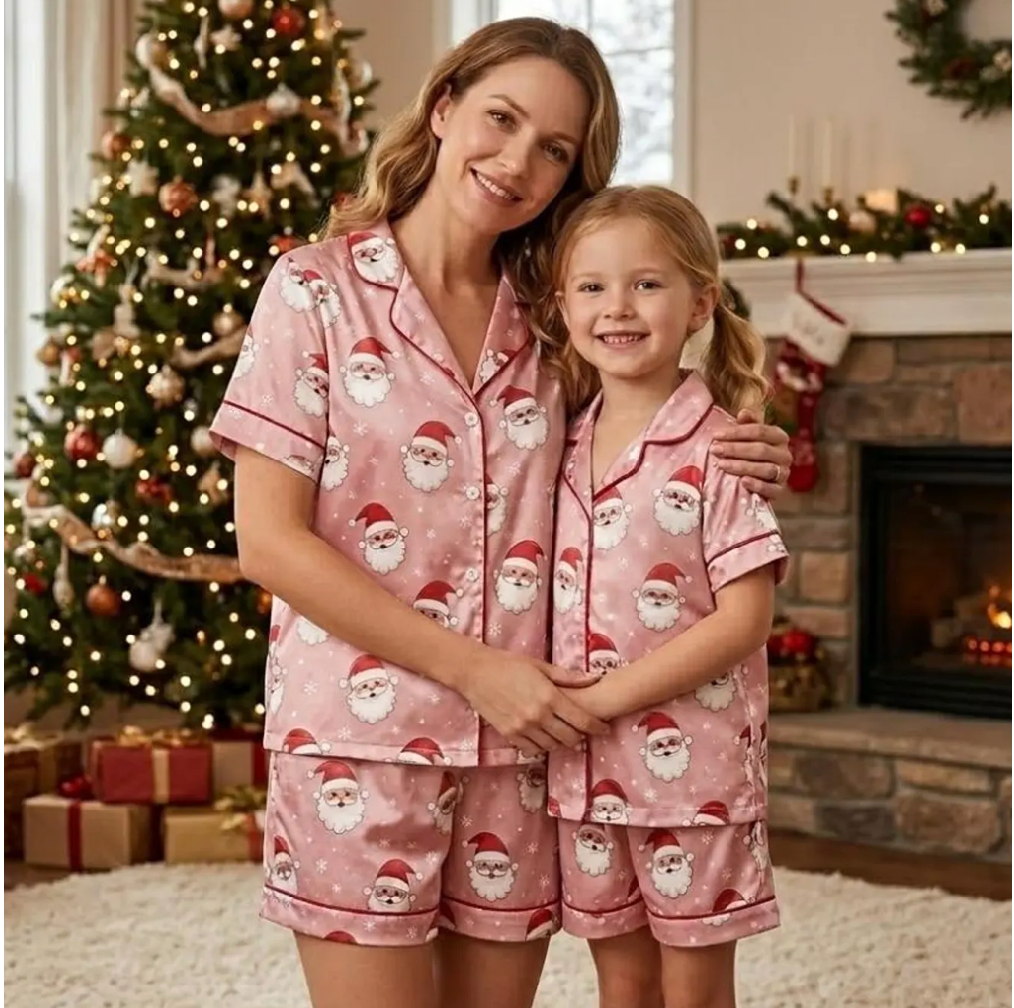 Family Matching Mother Daughter Christmas Print Pajamas