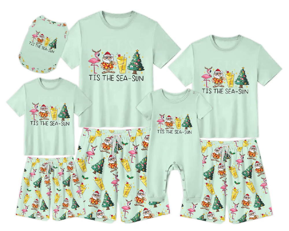 Family Matching Tis the Sea-Sun Christmas Pajamas