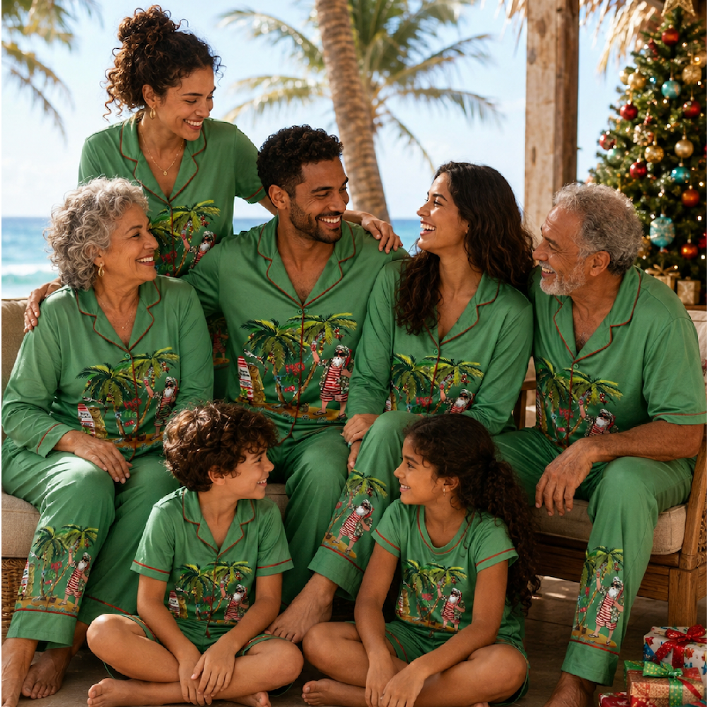 Family Matching Tropical Santa Christmas Pajamas
