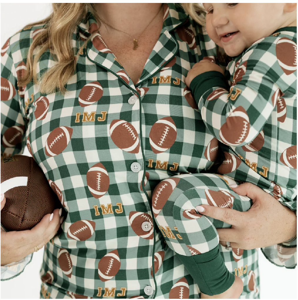 Mom ad Me Game Day Gingham Fall Pajamas
