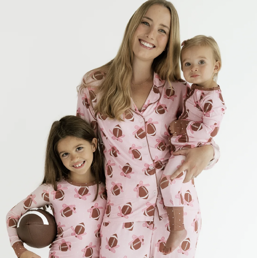 Mom and Me Matching Game Day Bows Fall Pajamas