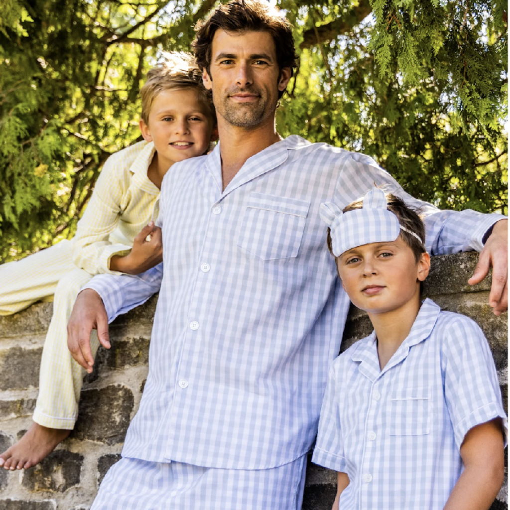 Family Matching Light Blue Gingham Hanukkah Pajamas