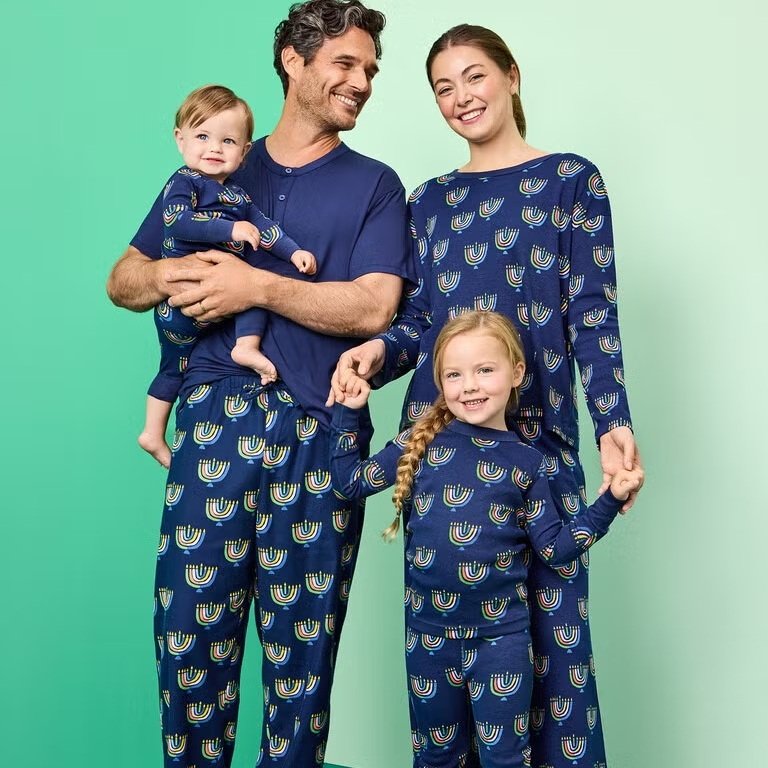 Family Matching Rainbow Menorahs Hanukkah Pajamas ha