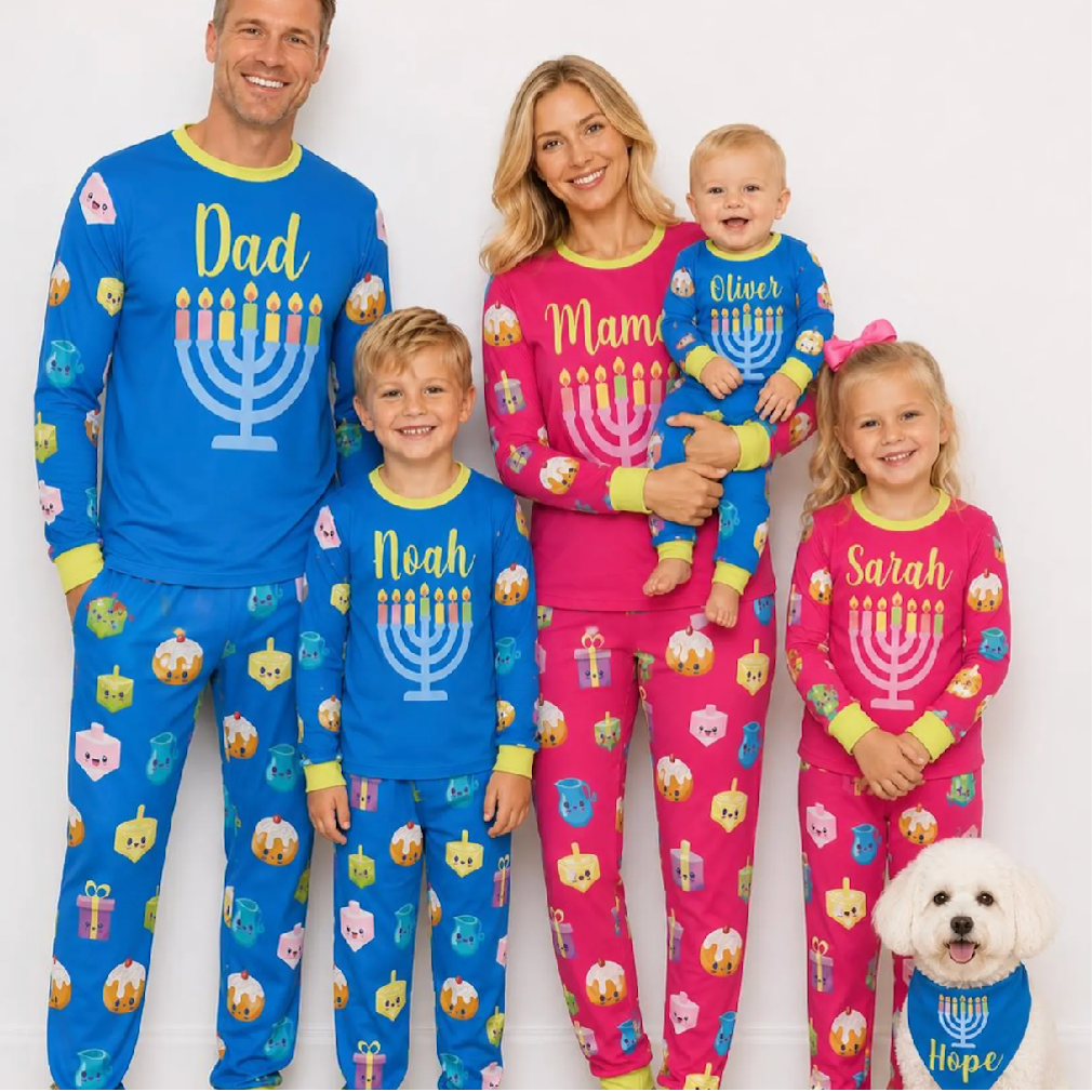 Matching Family Custom Hanukkah Pajamas